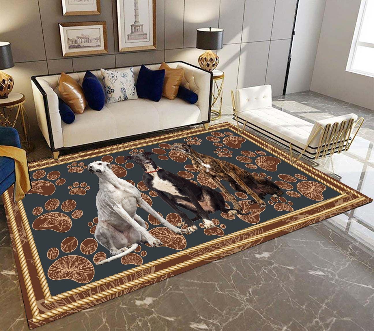Greyhound Floral Paw Three Colors H7860 - Rectangle Rug – PERSONALIZEDWITCH