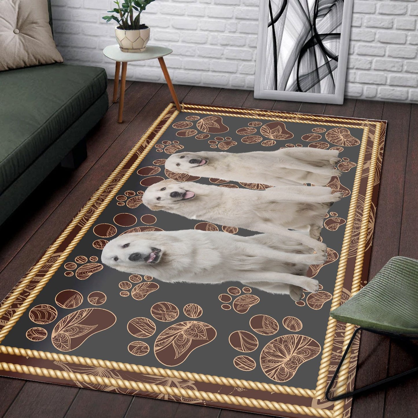 Great Pyrenees Paw Floral H7861 - Rectangle Rug