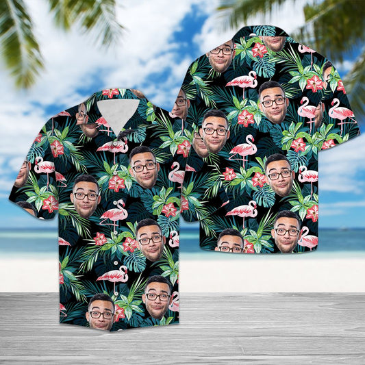 Custom Face Tropical Flamingo G5810 - Hawaiian Shirt