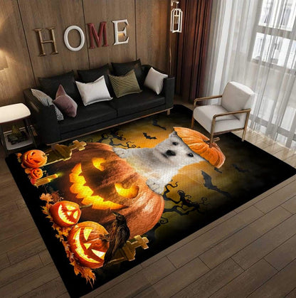 West Highland White Terrier Pumpkin Halloween D1008 Rug