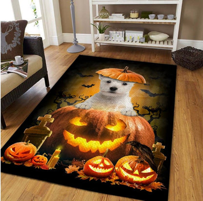 West Highland White Terrier Pumpkin Halloween D1008 Rug