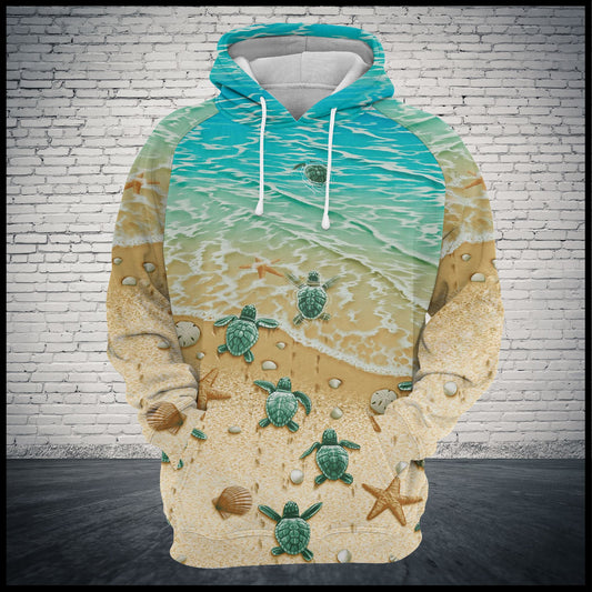 Little Turtle Back To The Sea G5814 - All Over Print Unisex Hoodie