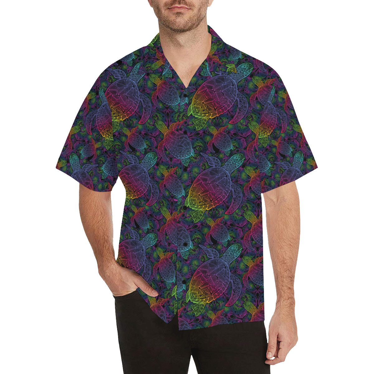 Sea turtle in psychedelic multicolor colors H1707 - Hawaii Shirt