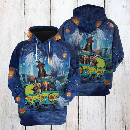 Dachshund Night Halloween T2408 - All Over Print Unisex Hoodie