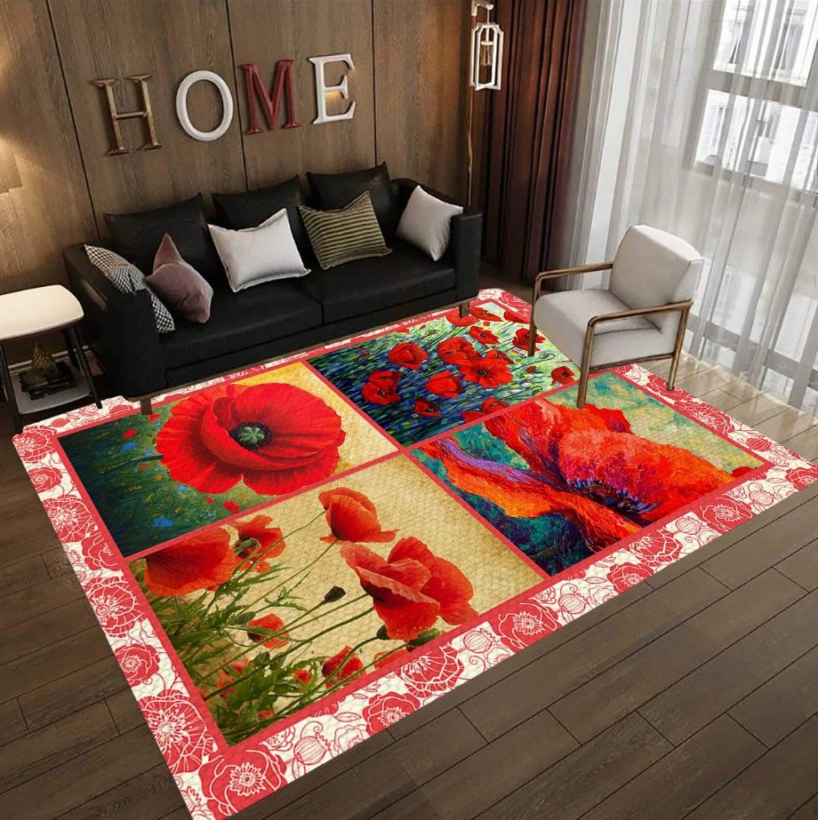 Red Poppy Beautiful D2408 Rectangle Rug