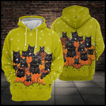 Black Cat Pumkin T2708 - All Over Print Unisex Hoodie