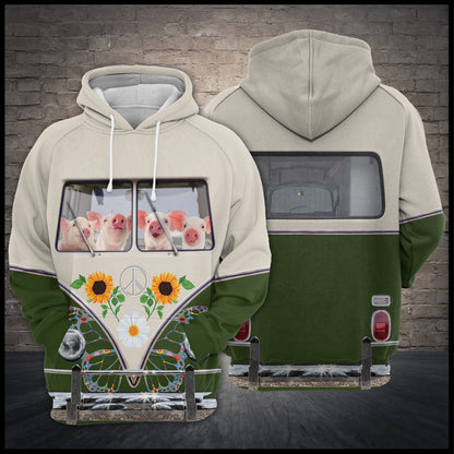 Pig Hippie Bus G5828 - All Over Print Unisex Hoodie