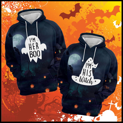 HER BOO HIS WITCH G5831 - ALL OVER PRINT UNISEX HOODIE