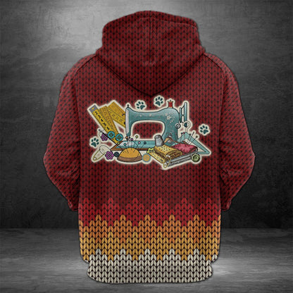 Old Lady Knitting And Dog HT01909 - All Over Print Unisex Hoodie