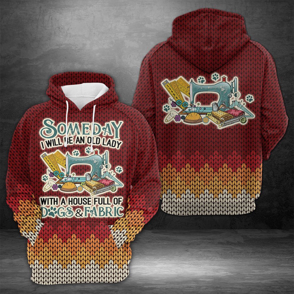 Old Lady Knitting And Dog HT01909 - All Over Print Unisex Hoodie