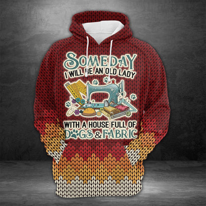 Old Lady Knitting And Dog HT01909 - All Over Print Unisex Hoodie