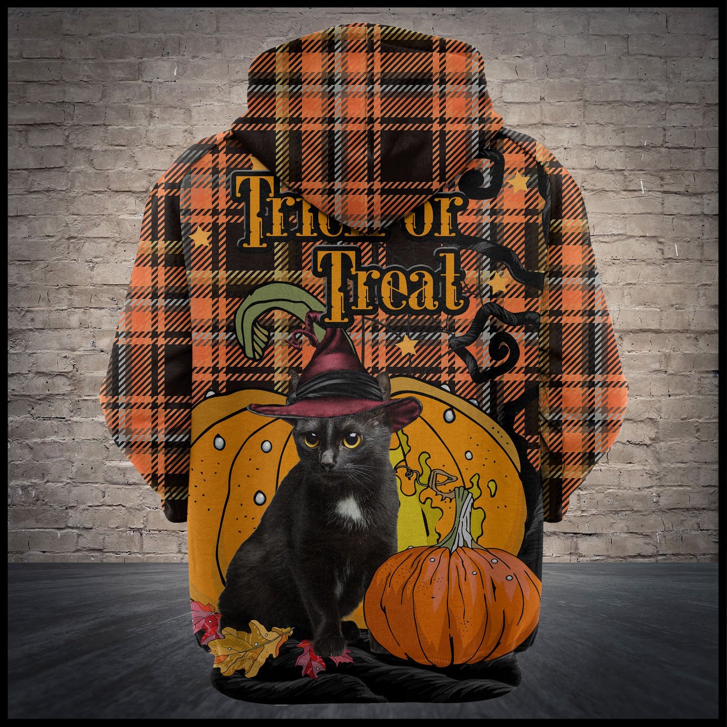 Black Cat Treat Or Trick T309 - All Over Print Unisex Hoodie