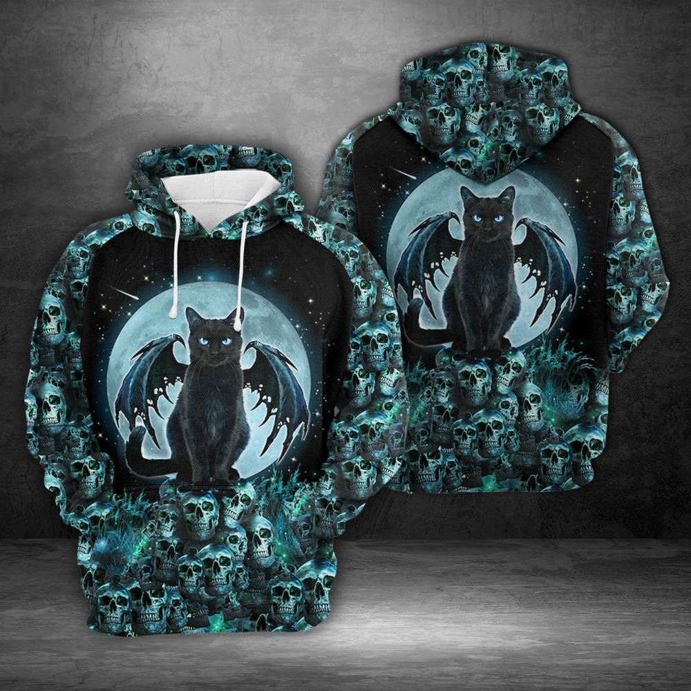 Black Cat Skull H4911 - All Over Print Unisex Hoodie