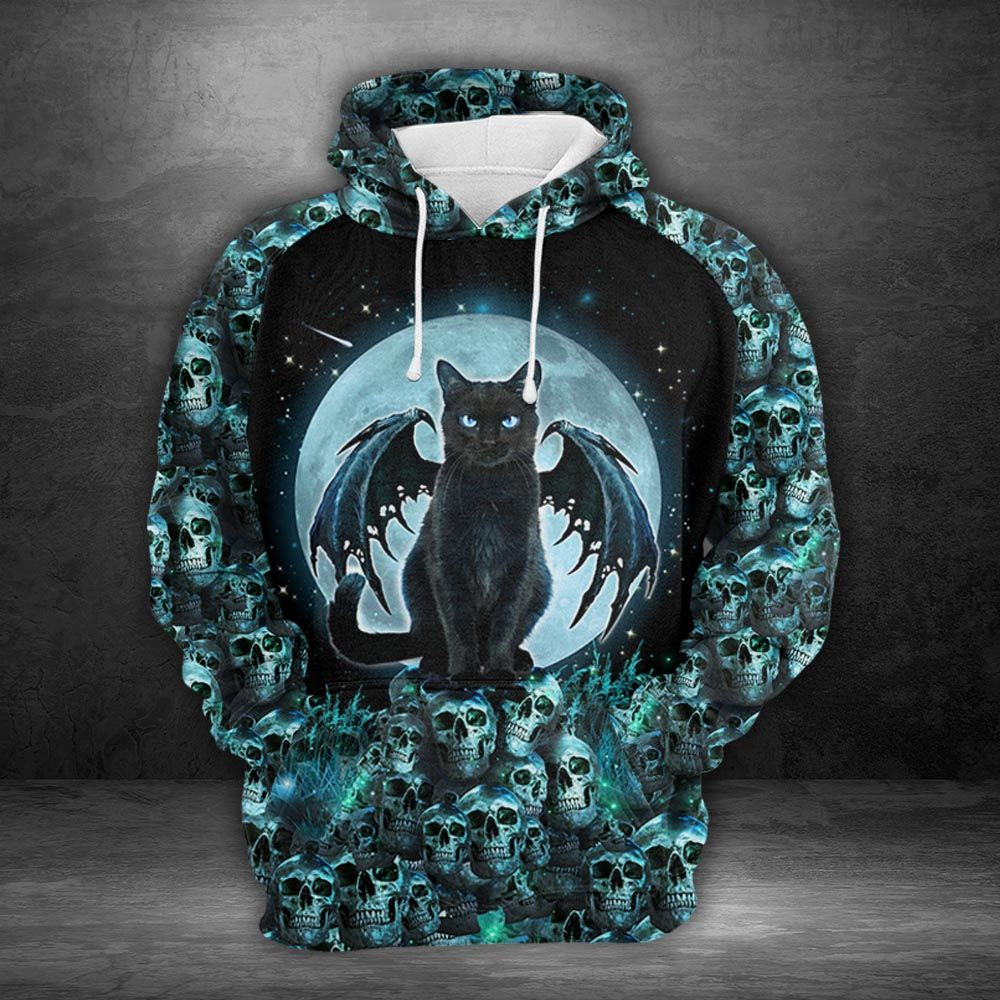 Black Cat Skull H4911 - All Over Print Unisex Hoodie