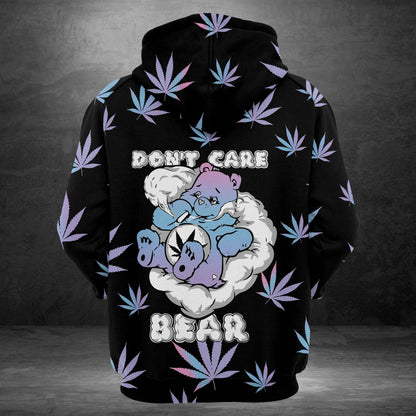 Don‘t Care Bear Cannabis G5907 unisex womens & mens, couples matching, friends, funny family sublimation 3D hoodie christmas holiday gifts (plus size available)