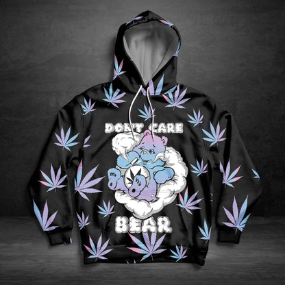 Don‘t Care Bear Cannabis G5907 unisex womens & mens, couples matching, friends, funny family sublimation 3D hoodie christmas holiday gifts (plus size available)