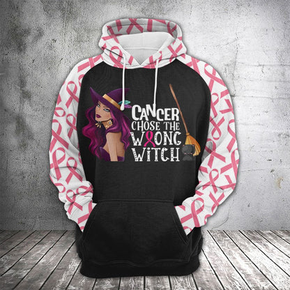 Breast Cancer Chose The Wrong Witch HT04901 - All Over Print Unisex Hoodie