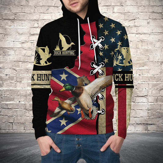 3D Duck US Flag G5908 - All Over Print Unisex Hoodie