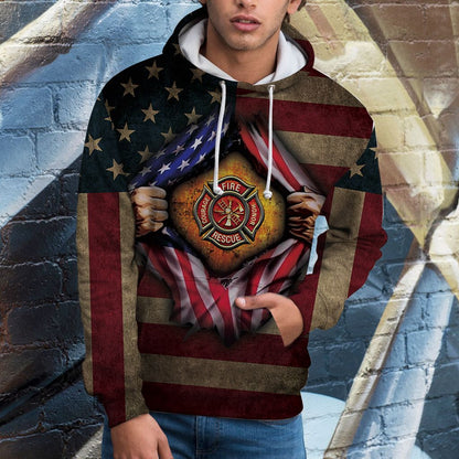 Firefighter US Flag G5909 - All Over Print Unisex Hoodie