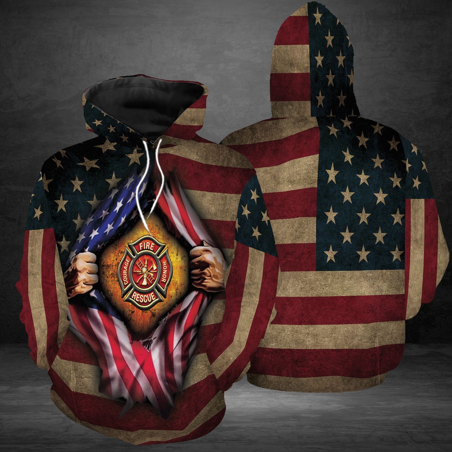 Firefighter US Flag G5909 - All Over Print Unisex Hoodie