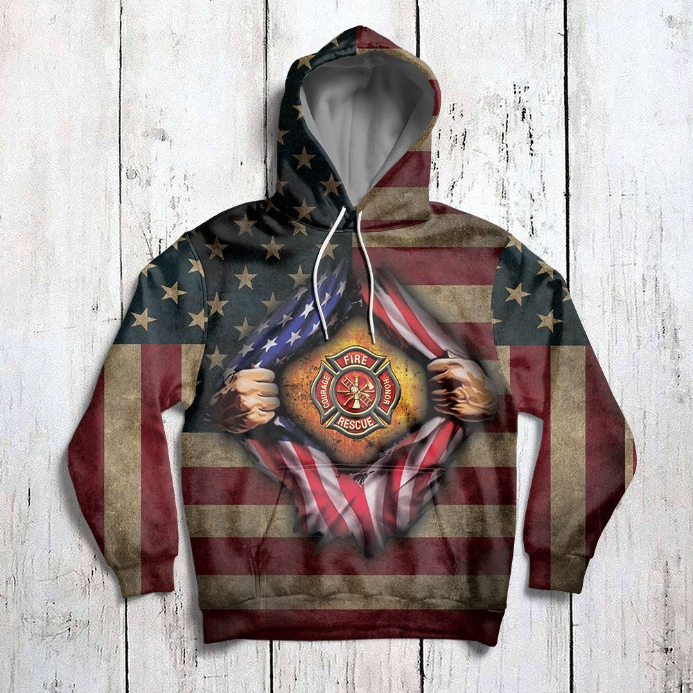 Firefighter US Flag G5909 - All Over Print Unisex Hoodie