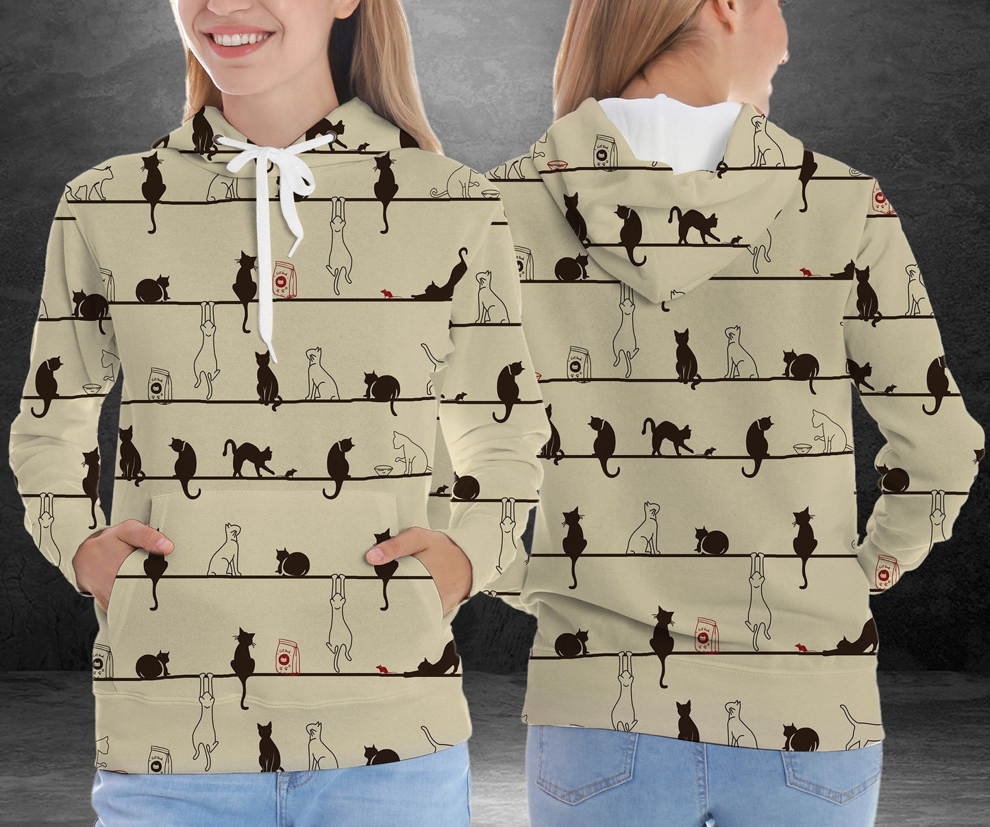 We Heart Cats G5909 - All Over Print Unisex Hoodie