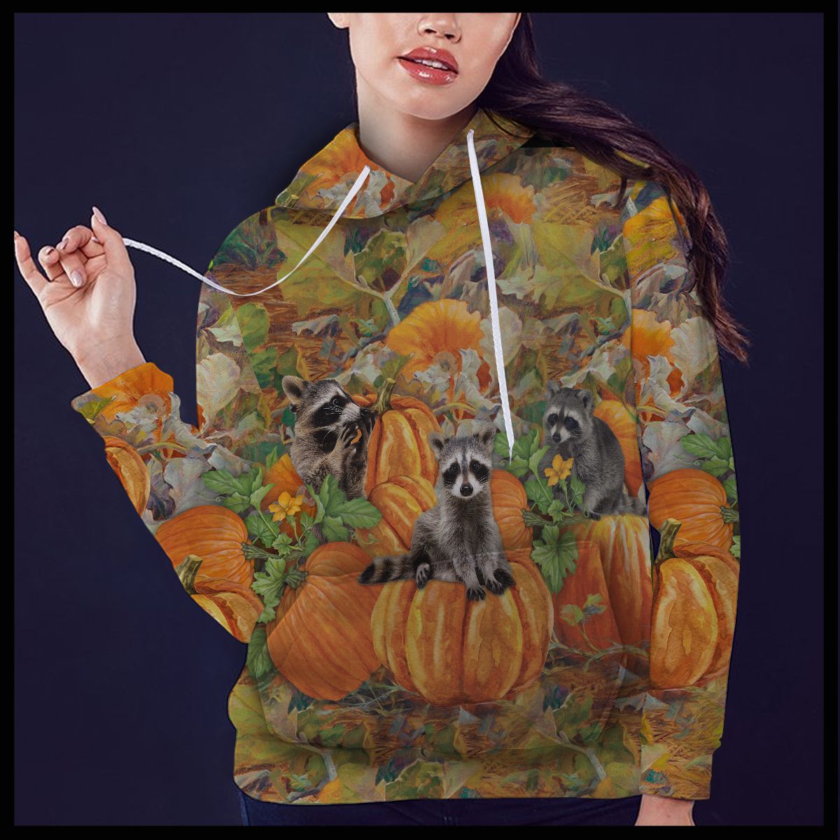 Raccoon Pumpkin T909 - All Over Print Unisex Hoodie