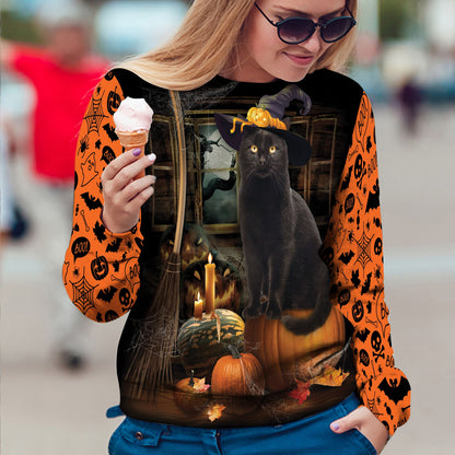 Magical Black Cat D1109 - All Over Print Halloween Sweater