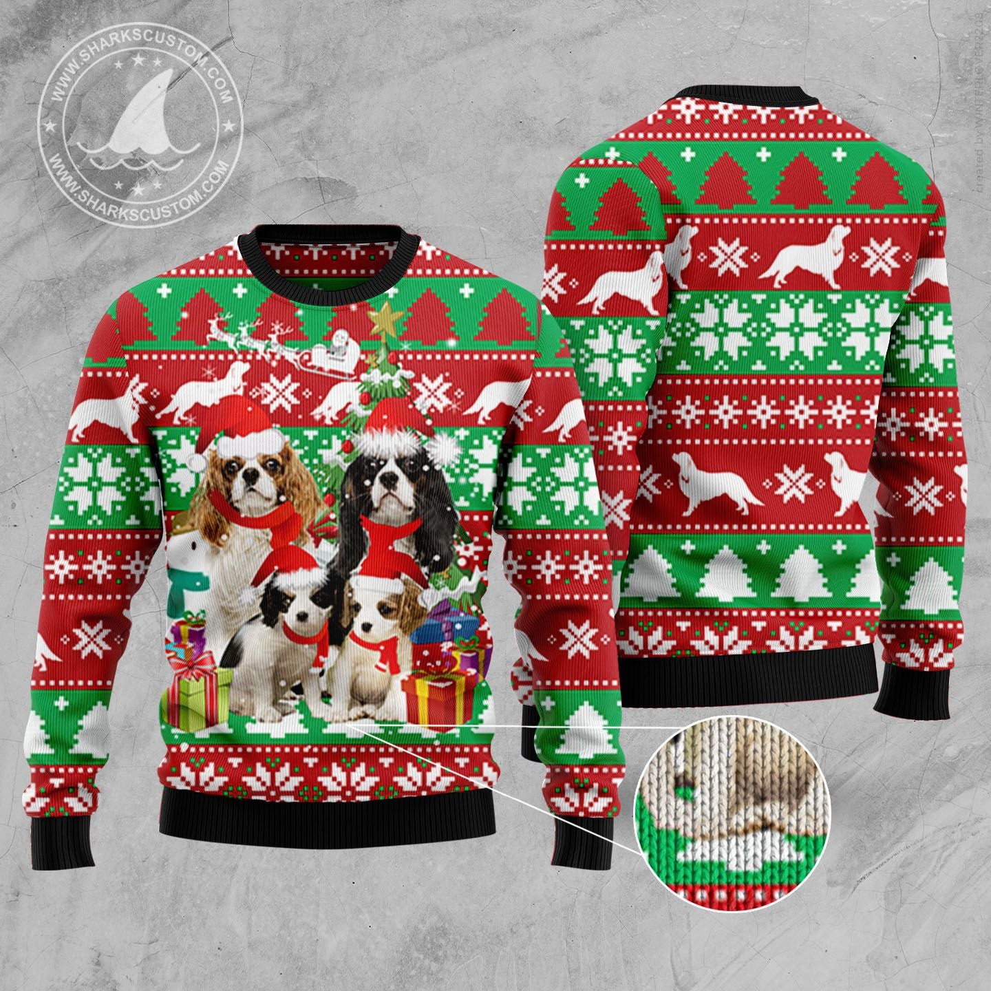 Cavalier King Charles Spaniel Family D2409 Ugly Christmas Sweater