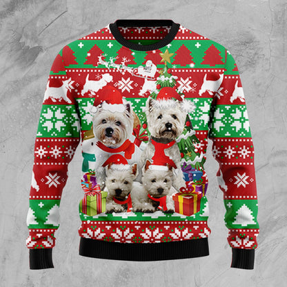 West Highland White Terrier Family D2409 Ugly Christmas Sweater