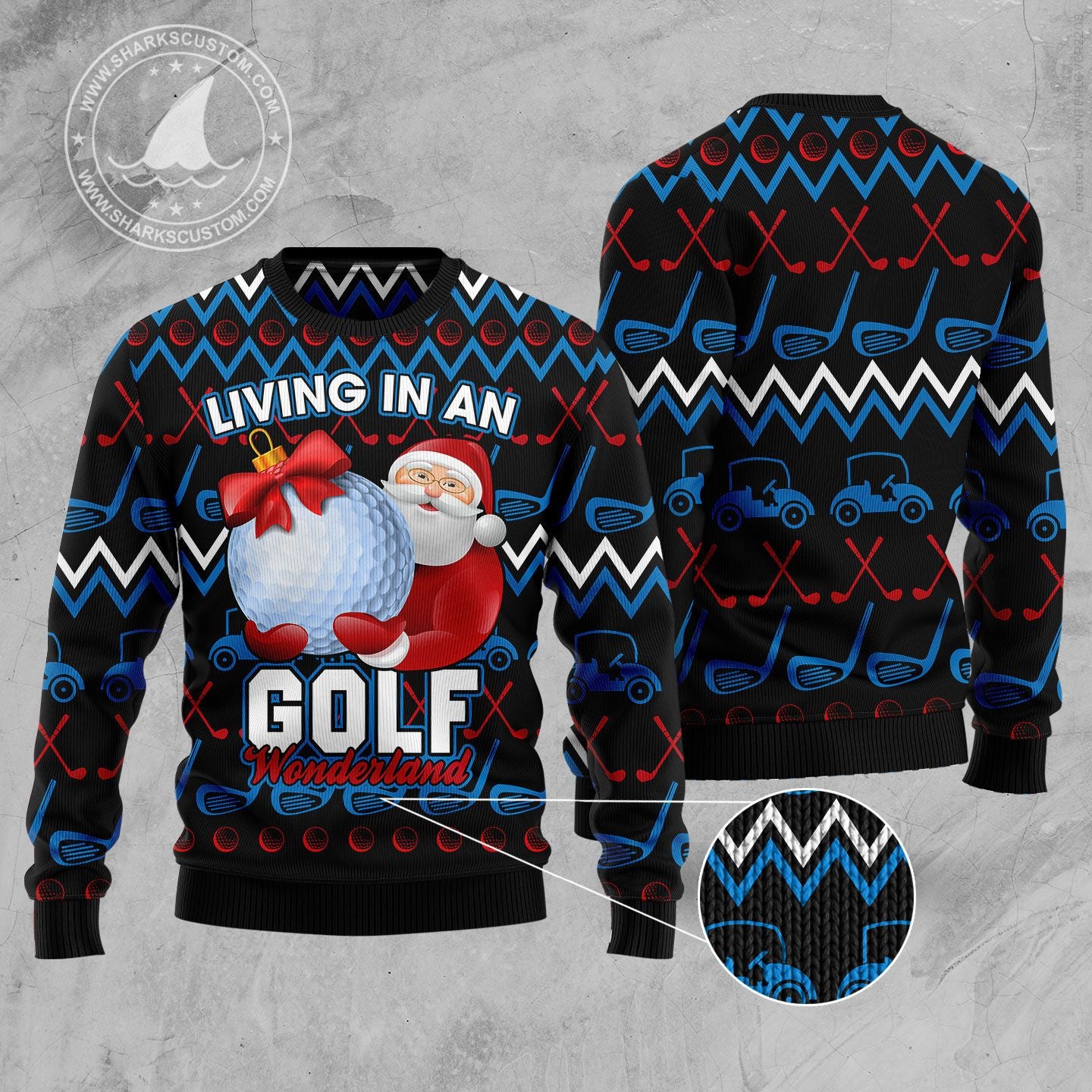 Santa Clause Golf Wonderland HZ92314 Ugly Christmas Sweater unisex womens & mens, couples matching, friends, funny family sweater gifts (plus size available)