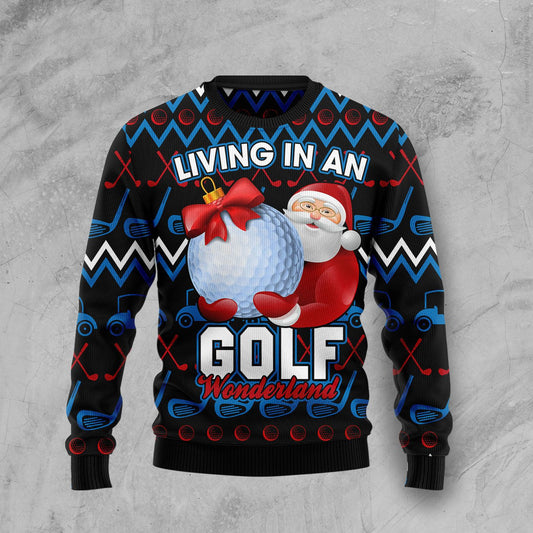 Santa Clause Golf Wonderland HZ92314 Ugly Christmas Sweater unisex womens & mens, couples matching, friends, funny family sweater gifts (plus size available)