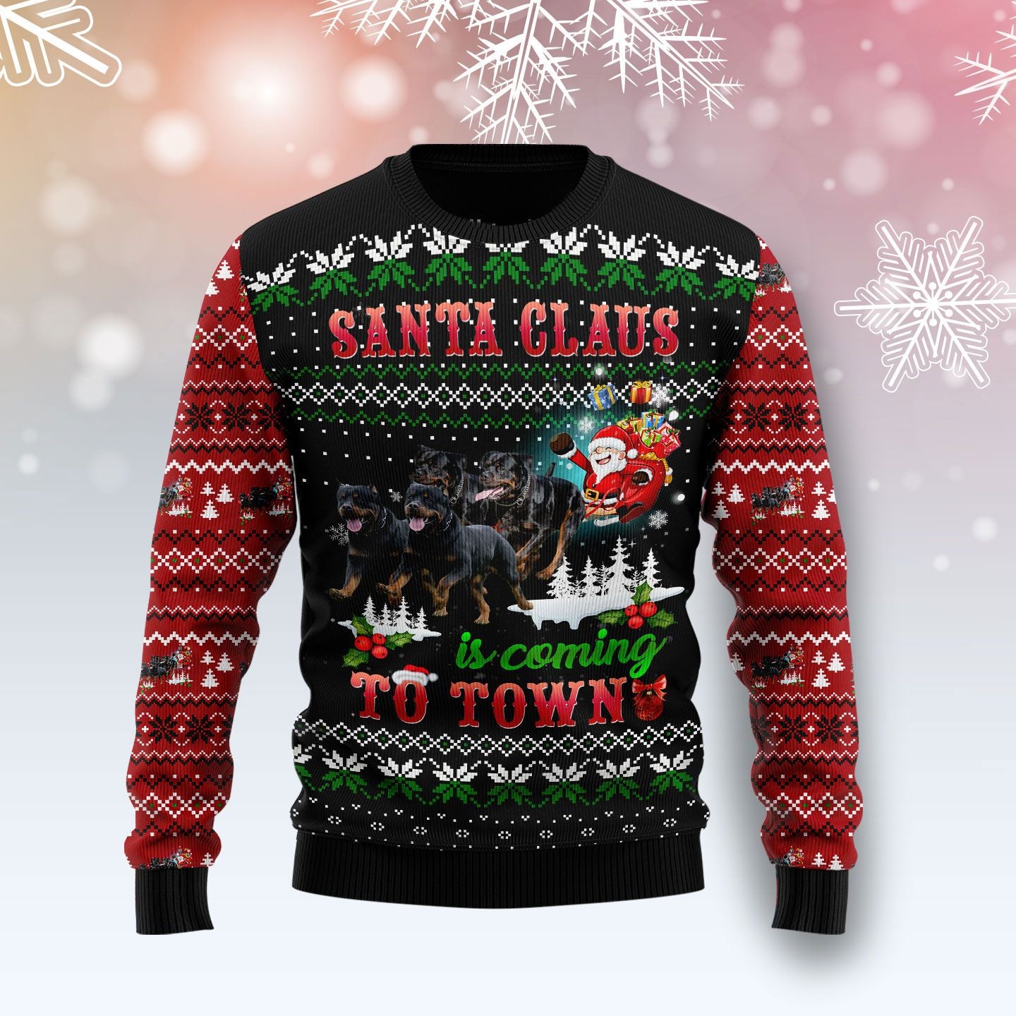 Rottweiler Town Christmas T239 Ugly Christmas Sweater