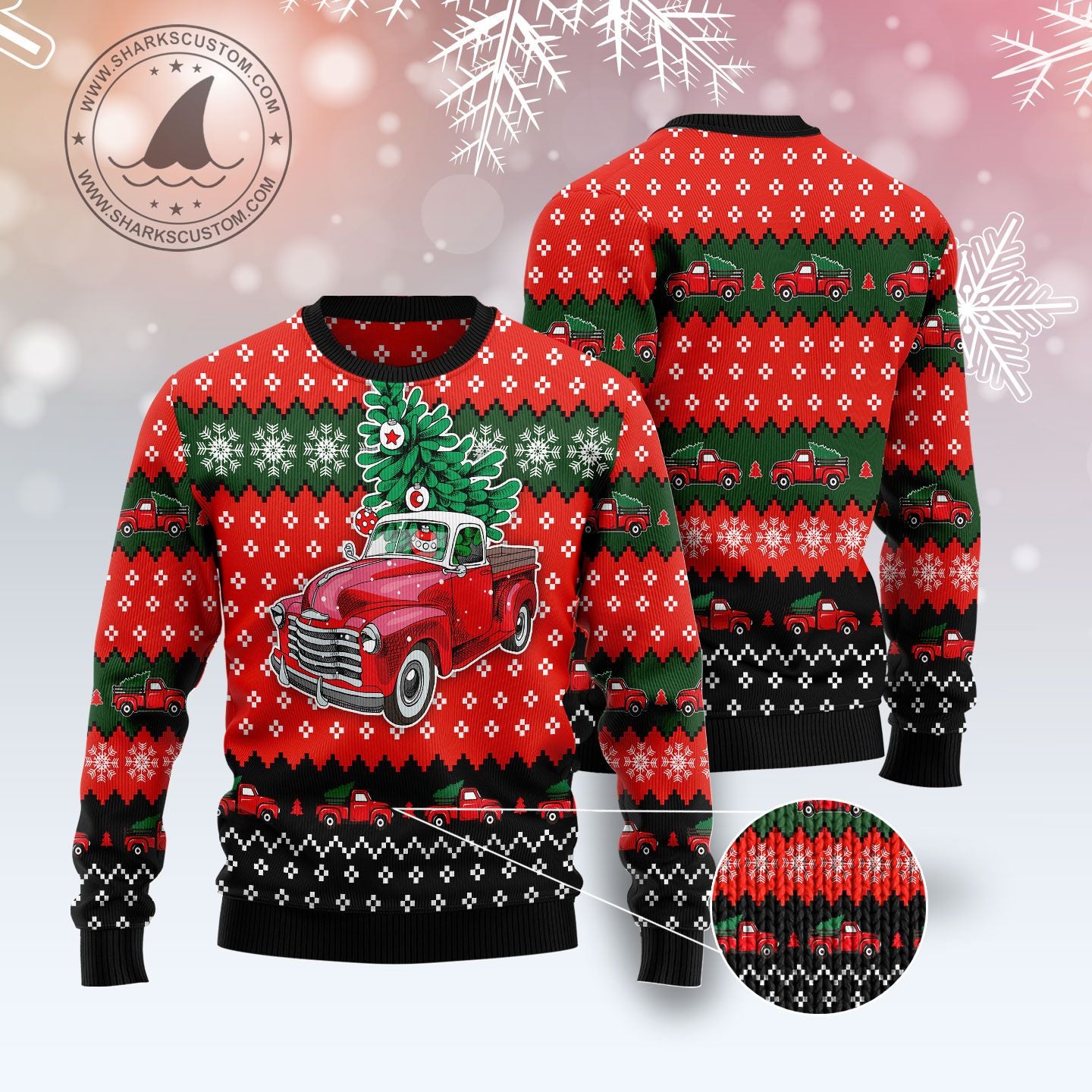 Red Truck Christmas T229 - All Over Print Ugly Christmas Sweater