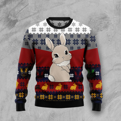 Cute Rabbit HZ92409 Ugly Christmas Sweater unisex womens & mens, couples matching, friends, funny family sweater gifts (plus size available)