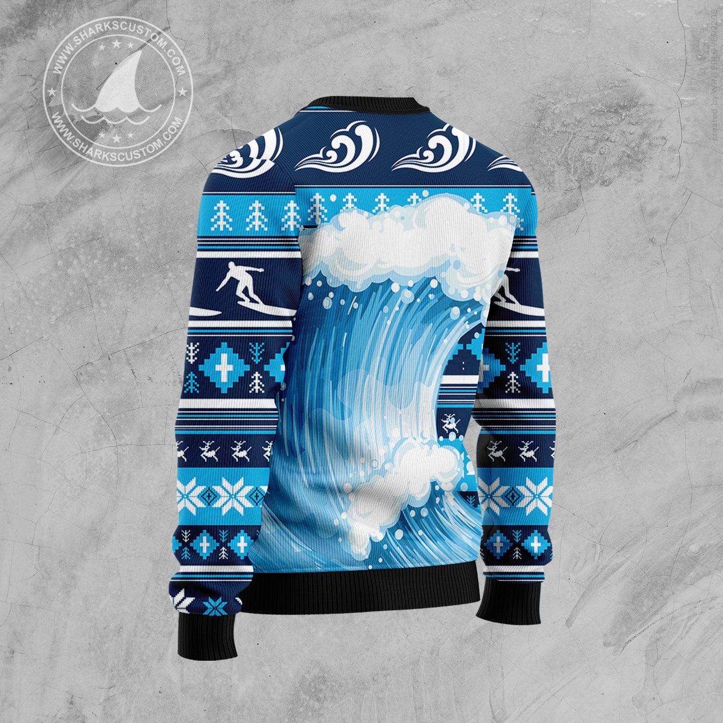 Jingle Bells Surfing Swells HZ92303 Ugly Christmas Sweater unisex womens & mens, couples matching, friends, funny family sweater gifts (plus size available)