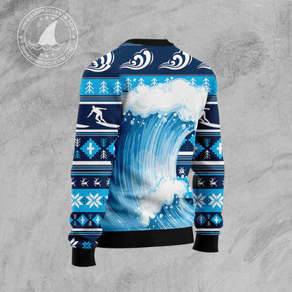 Jingle Bells Surfing Swells HZ92303 Ugly Christmas Sweater unisex womens & mens, couples matching, friends, funny family sweater gifts (plus size available)