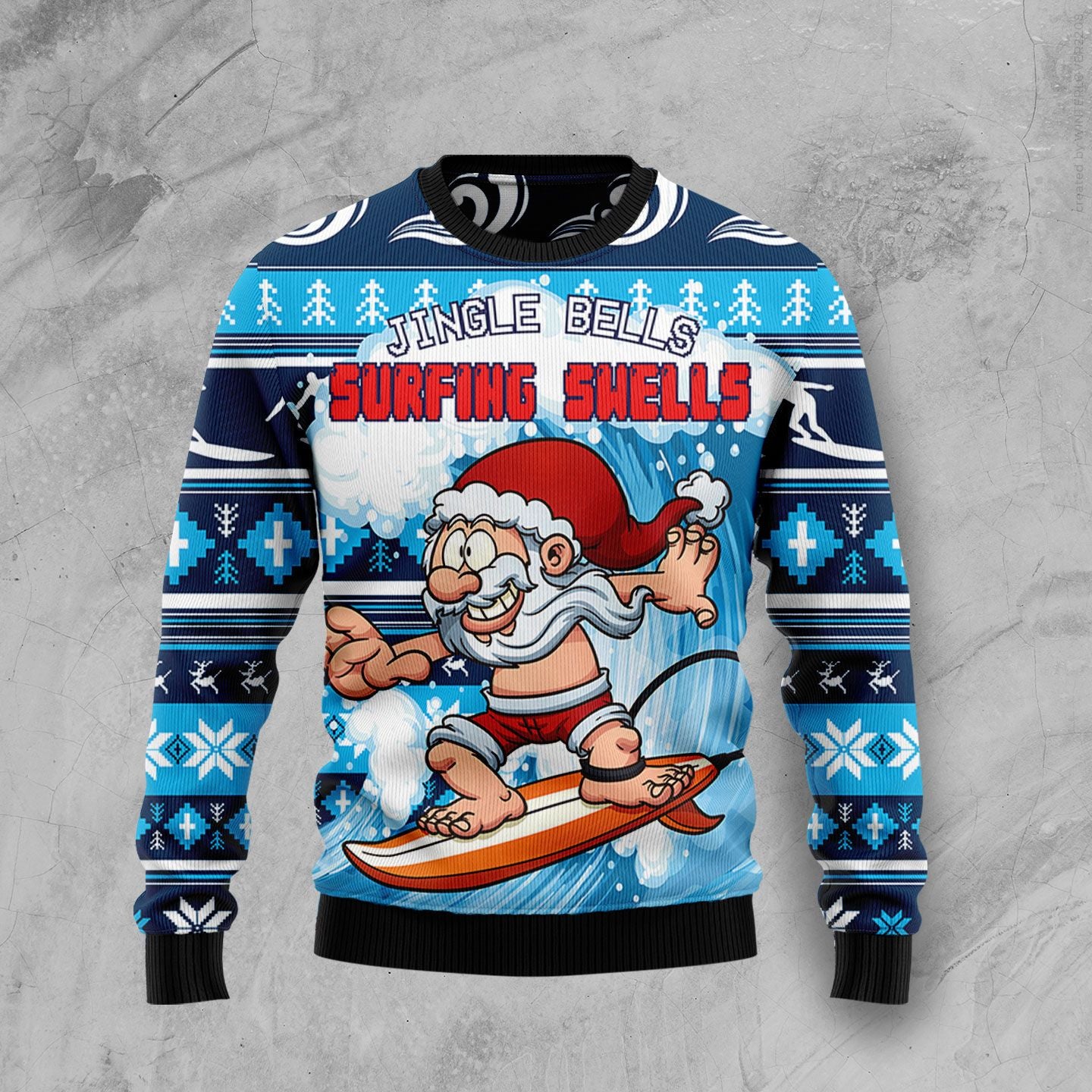 Jingle Bells Surfing Swells HZ92303 Ugly Christmas Sweater unisex womens & mens, couples matching, friends, funny family sweater gifts (plus size available)