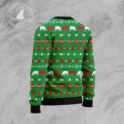 Cute Cow HT92308 Ugly Christmas Sweater unisex womens & mens, couples matching, friends, funny family sweater gifts (plus size available)