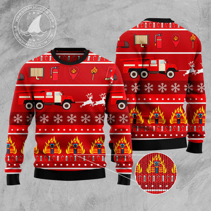 Firefighter HT92310 Ugly Christmas Sweater unisex womens & mens, couples matching, friends, funny family sweater gifts (plus size available)