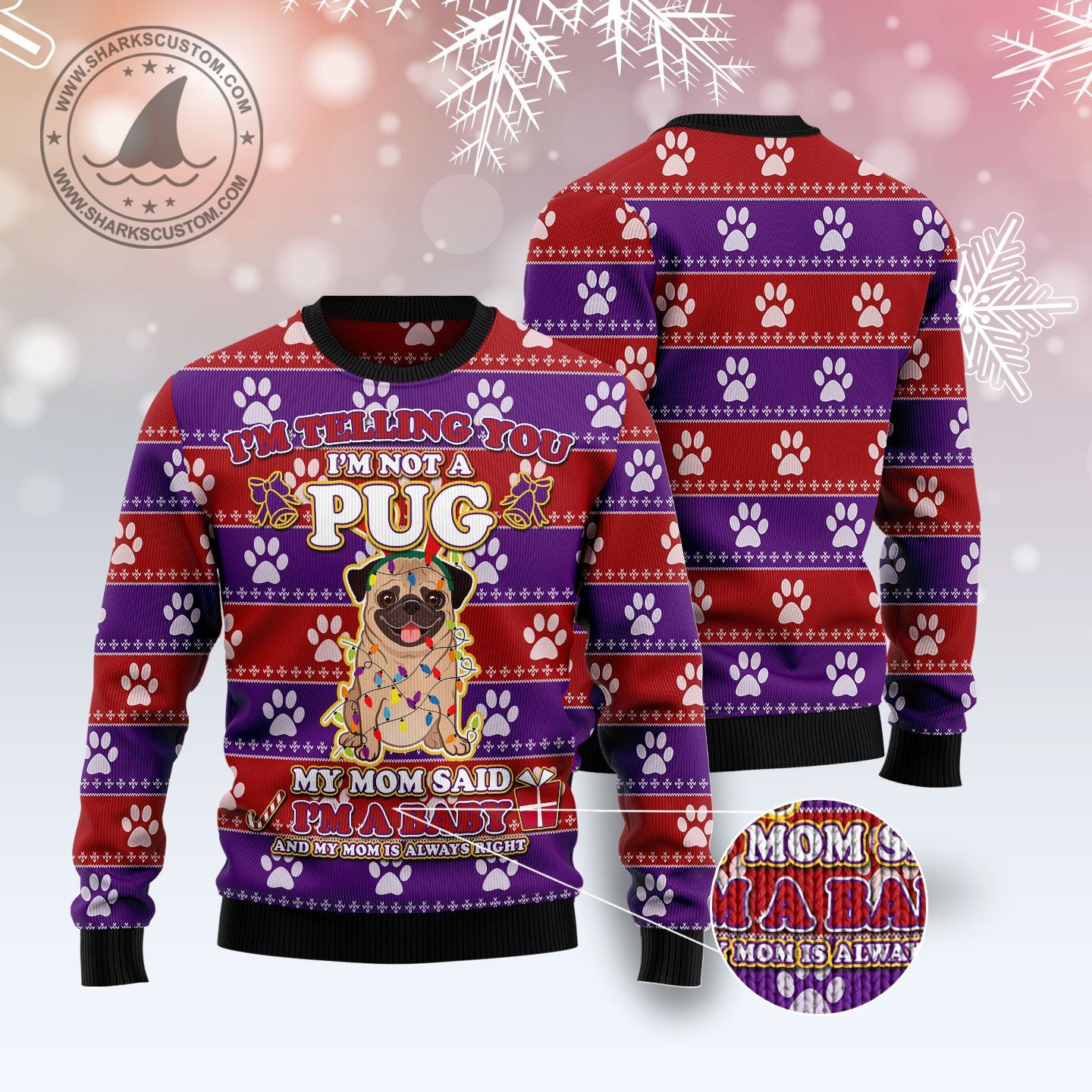 Pug Baby Christmas T249 Ugly Christmas Sweater