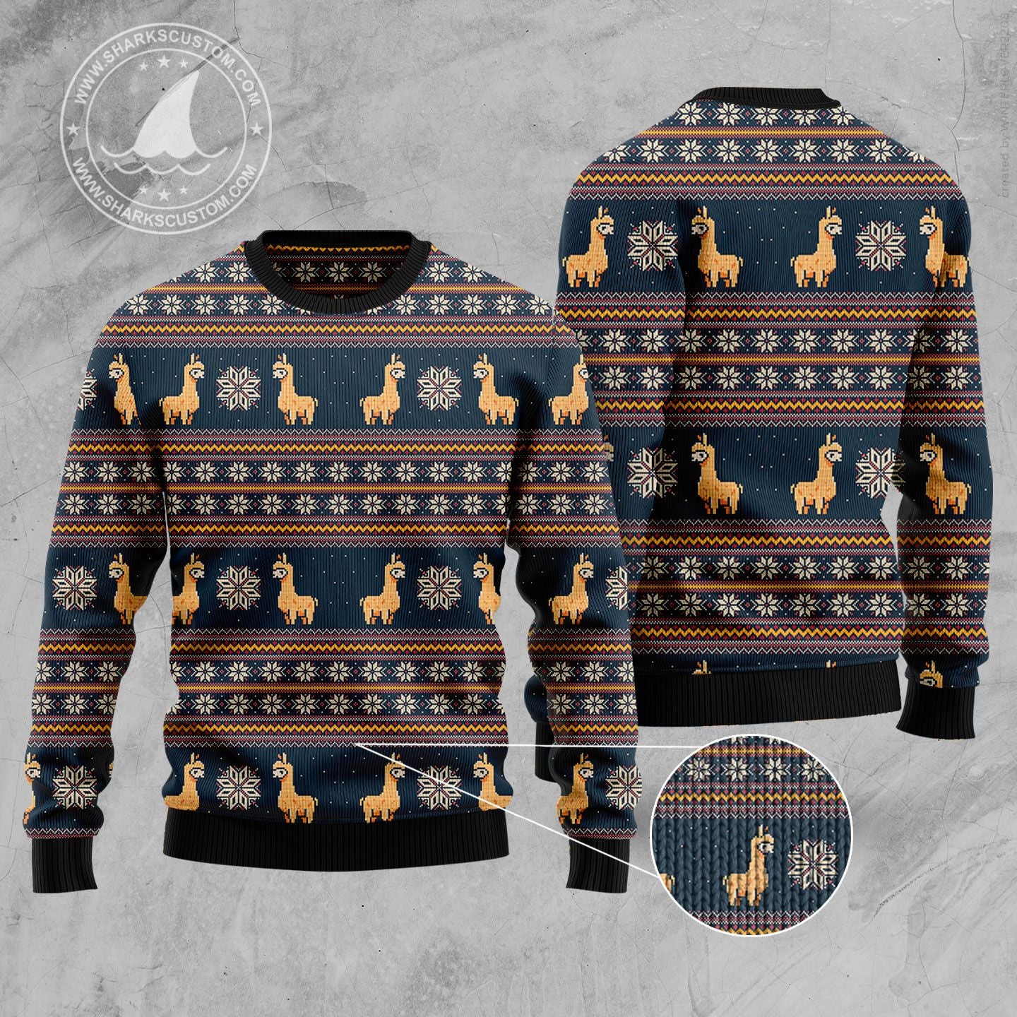 Amazing Llama HT22907 Ugly Christmas Sweater unisex womens & mens, couples matching, friends, funny family sweater gifts (plus size available)