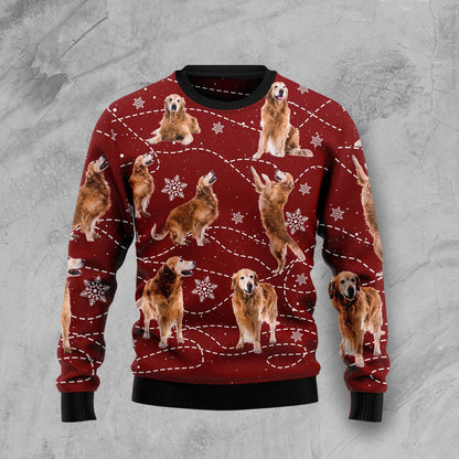 Golden Retriever Xmas HZ92504 Ugly Christmas Sweater unisex womens & mens, couples matching, friends, funny family sweater gifts (plus size available)