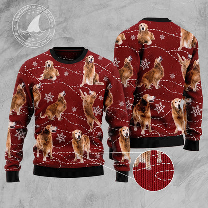 Golden Retriever Xmas HZ92504 Ugly Christmas Sweater unisex womens & mens, couples matching, friends, funny family sweater gifts (plus size available)