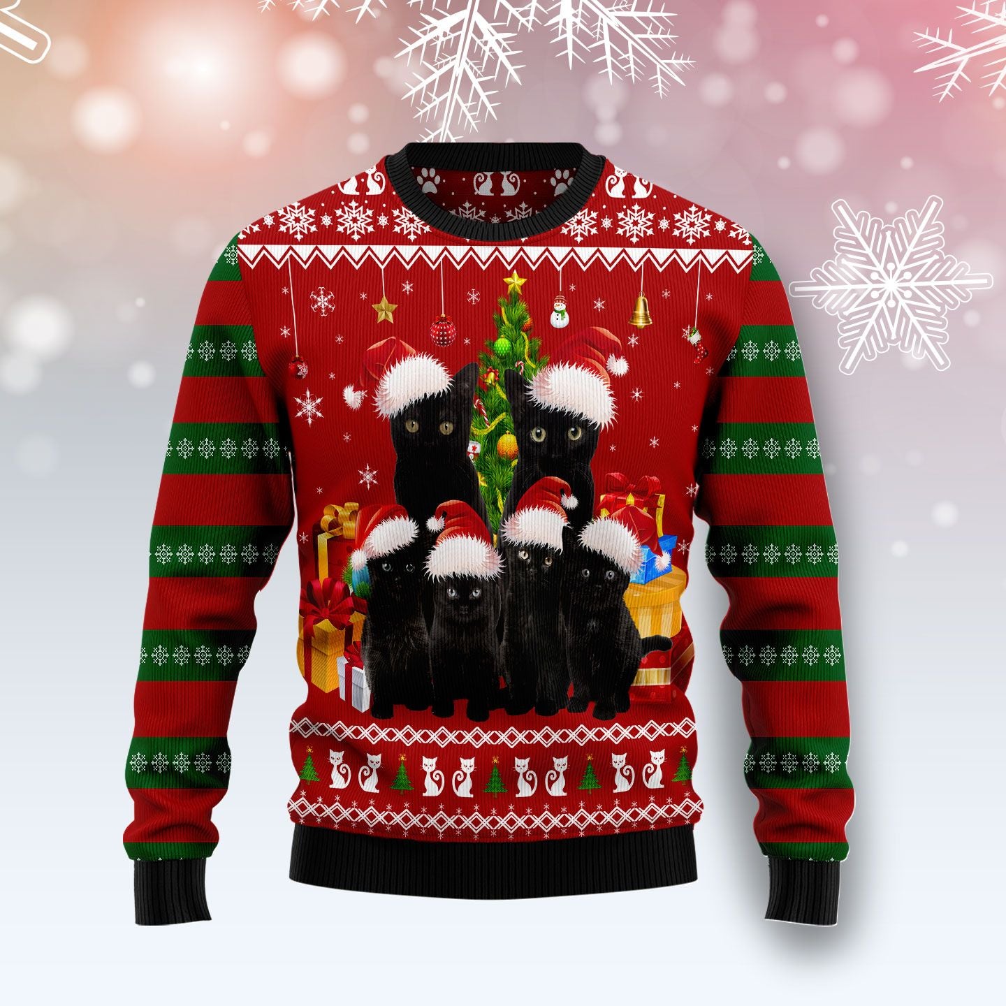 Black Cat Family Christmas T259 Ugly Christmas Sweater