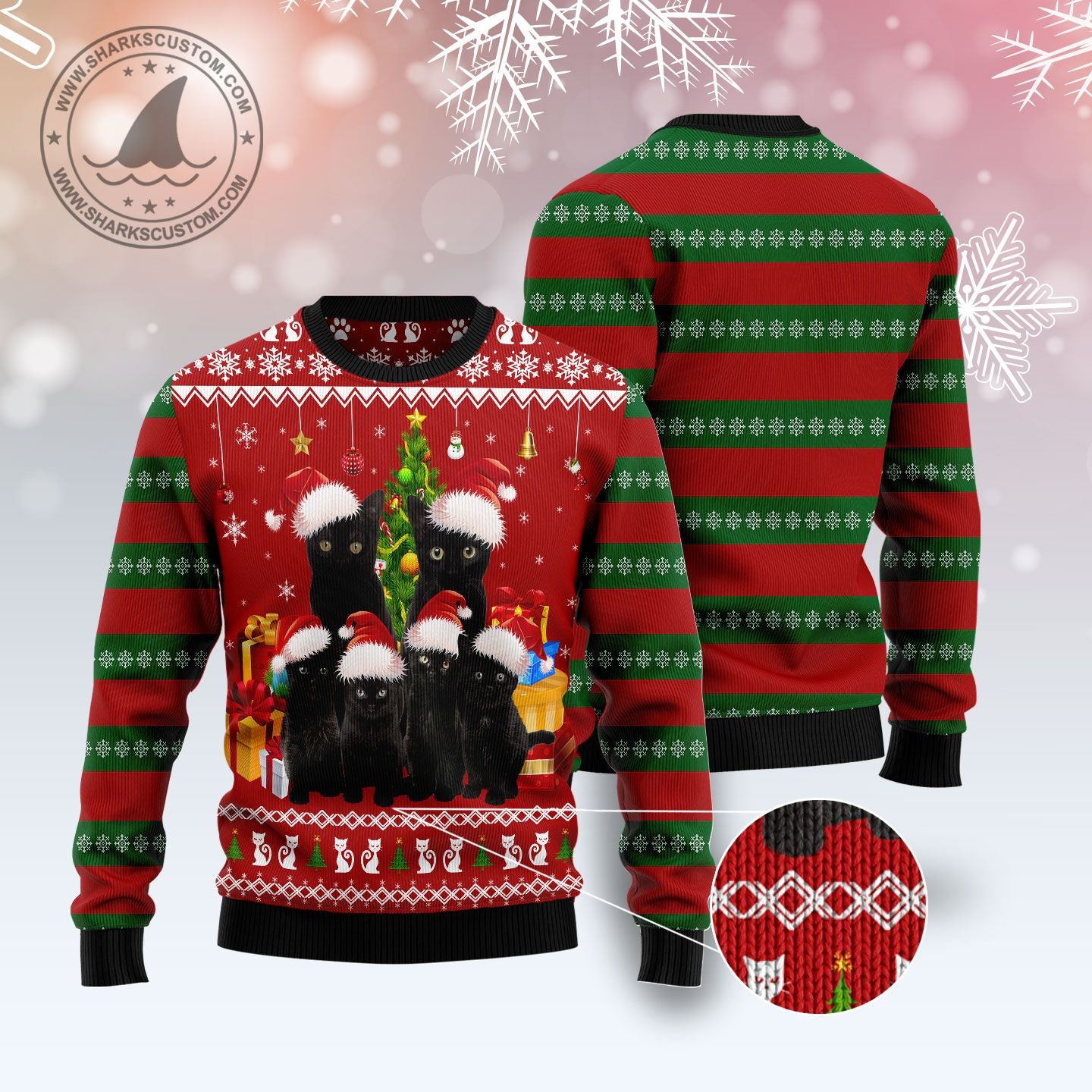 Black Cat Family Christmas T259 Ugly Christmas Sweater