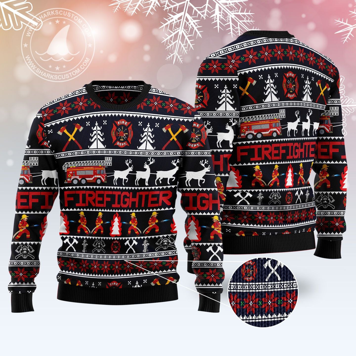 Fire department ugly christmas cheap sweater