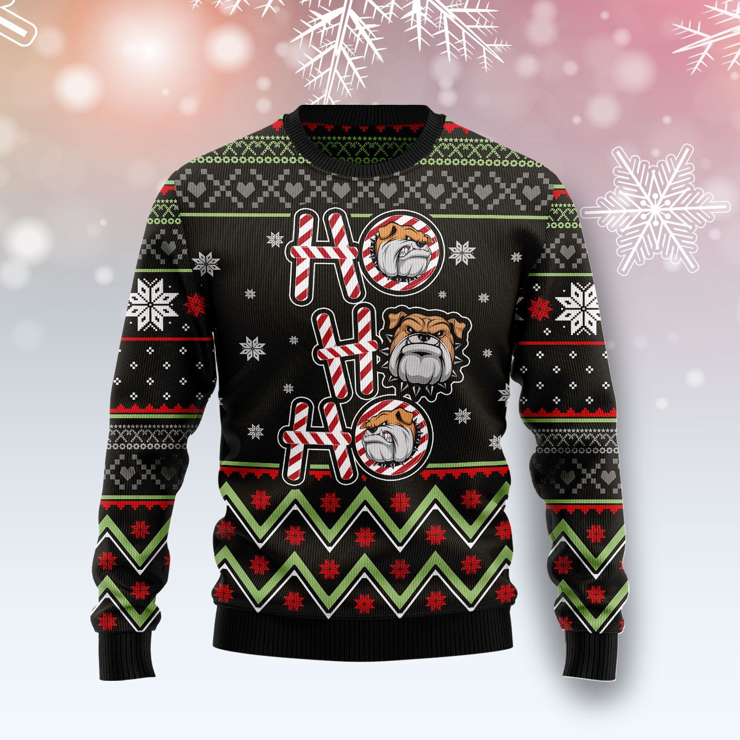 Bulldog Ho Ho Ho TY289 Ugly Christmas Sweater