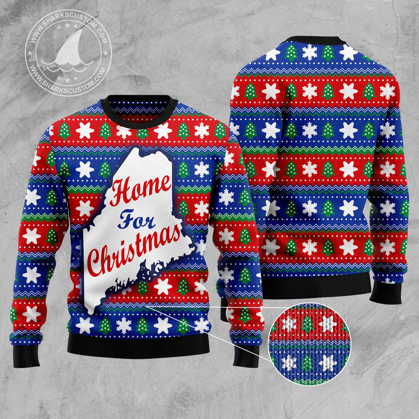 Home For Christmas Maine HT92402 Ugly Christmas Sweater