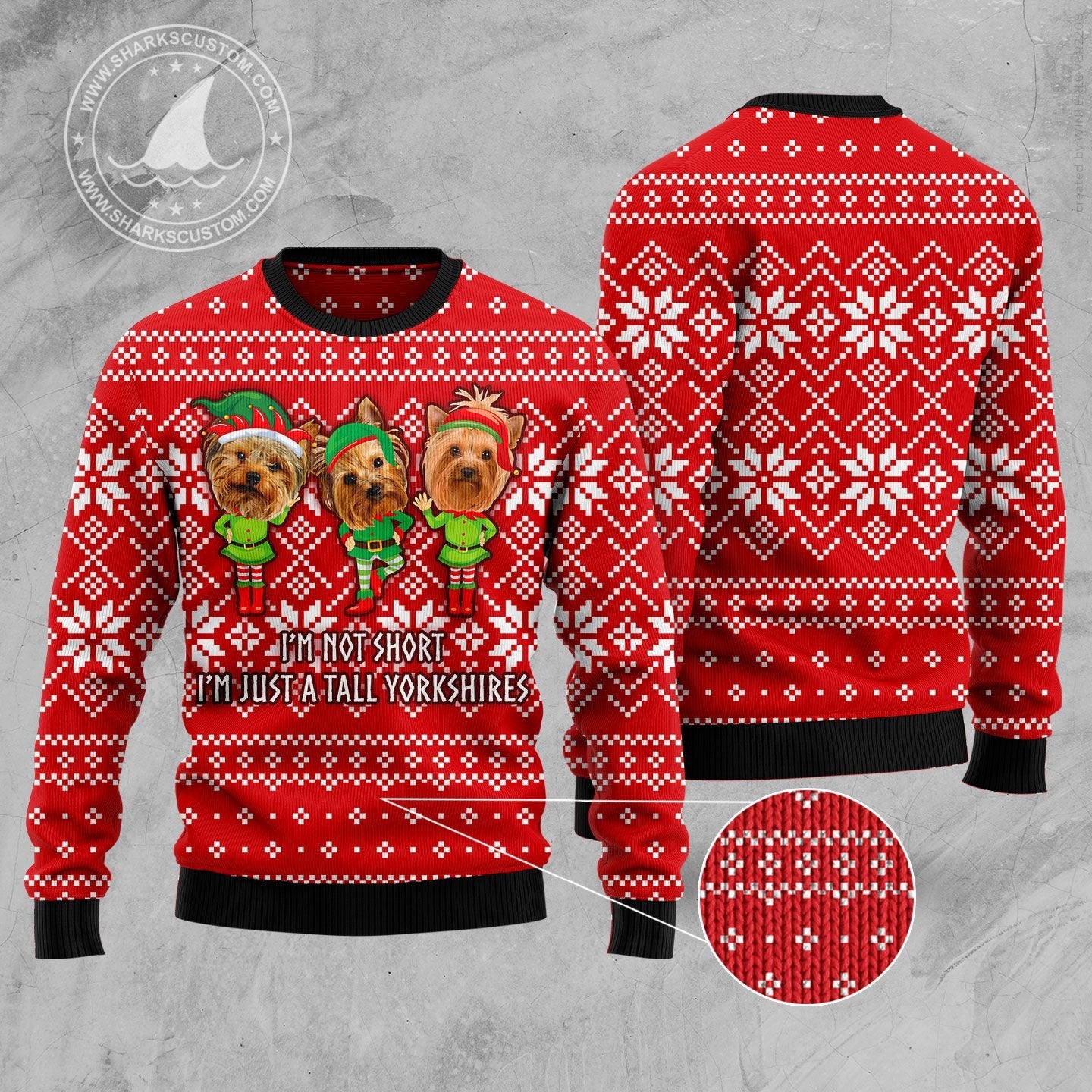Yorkie Not Short HT92502 Ugly Christmas Sweater